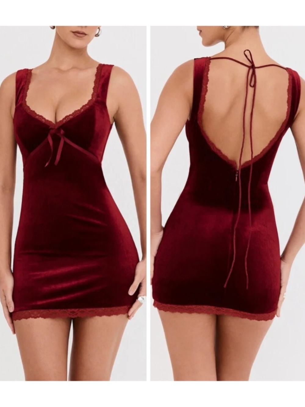 NEW House of CB Mistress Rocks Wine Velvet Mini Dress Large+ (XL)